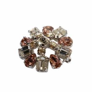 FOXEY ラインストーンブローチ シルバーカラー ピンク