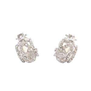 ラインストーン フープイヤリング シルバーカラー