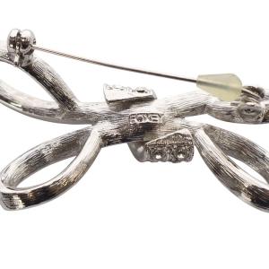 FOXEY ブローチ リボン ラインストーン シルバー色