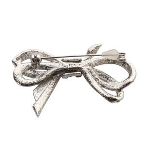 FOXEY ブローチ リボン ラインストーン シルバー色