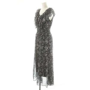 SNIDEL 24SS Sustainableプリーツフリルワンピース ロング 1 ネイビー ホワイト