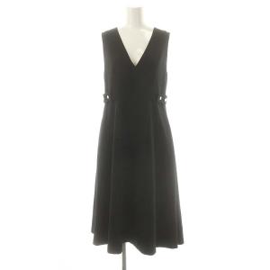 23AW Vネックフレアジャンパースカート ワンピース ロング ノースリーブ 34 ブラック /DF OS