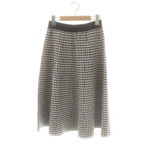 23AW CALICO 千鳥柄スカート フレア ひざ丈 0 ブラック ホワイト /DF OS