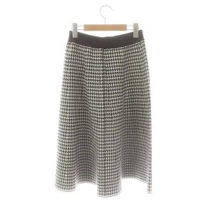 TOCCA 23AW CALICO 千鳥柄スカート フレア ひざ丈 0 ブラック ホワイト /DF OS