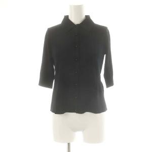 24SS 衿付きシアーニットポロ ニットシャツ 五分袖 2 ブラック /DF OS