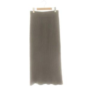 CARIAGGI RIB スカート カシミヤニット タイト ロング カーキグレー /DF OS
