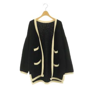 23AW ツィーディーニット カーディガン 38 ブラック アイボリー