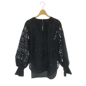 23SS フラワーオーナメントレースブラウス 38 ネイビー