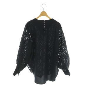 ADORE 23SS フラワーオーナメントレースブラウス 38 ネイビー