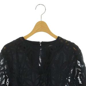 ADORE 23SS フラワーオーナメントレースブラウス 38 ネイビー