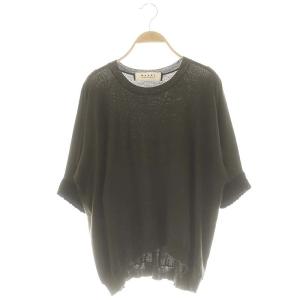 ウールアルパカ ドルマンニットプルオーバー カットソー 七分袖 40 ダークカーキ /DF OS