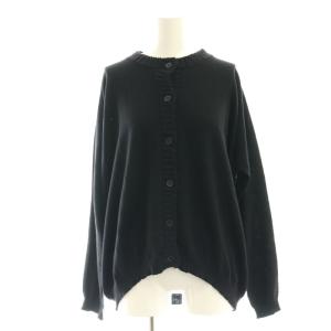 ウールアルパカ ニットカーディガン クルーネック 38 黒 ブラック /AT OS