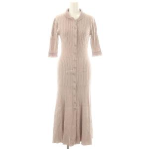 24SS モールカラーリブフレンチニットワンピース ロング 五分袖 2 ピンク /NR OS