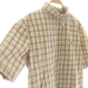 BURBERRY BLUE LABEL ノバチェック半袖ジップアップパーカー ジャケット L ライトベージュ ブラック レッド