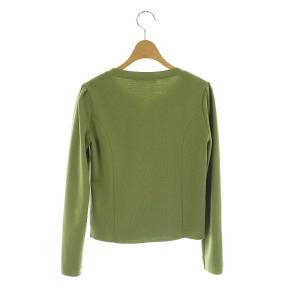 René ジップアップニット パール カーディガン ウール 34 緑 /MI OS