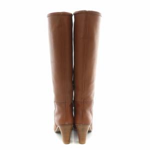 A.P.C. ロングブーツ ラウンドトゥ チャンキーヒール レザー 37 茶 ブラウン