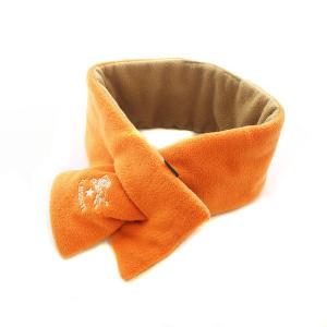 フリースマフラー ティペット ロゴ刺繍 オレンジ 茶 ブラウン /SB OS