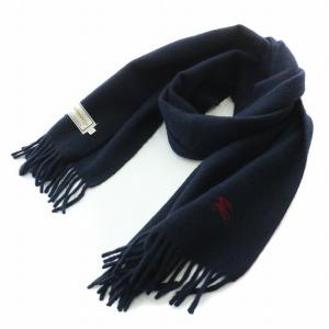 ヴィンテージ マフラー カシミヤ 刺繍 ネイビー