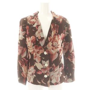DOLCE&GABBANA セットアップ 花柄 テーラードジャケット タイトスカート ブラウン マルチカラー