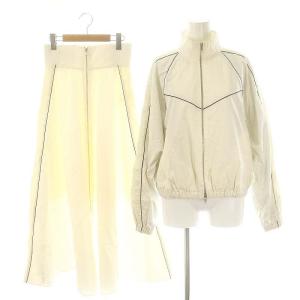 24SS セットアップ パイピング トラックジャケット ジップスカート ロング 0 アイボリー ブラック