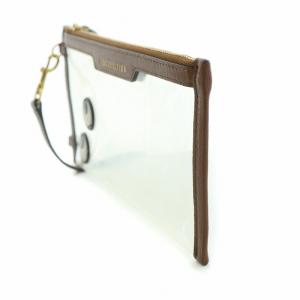 ANYA HINDMARCH ショルダーバッグ PVC 切替 クリア ロゴ 茶 ブラウン