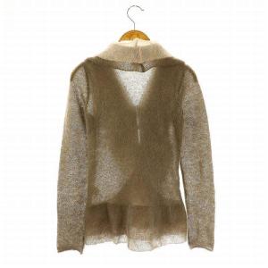 ARMANI COLLEZIONI モヘヤ配色ショールカラーニットカーディガン 40 グレージュ