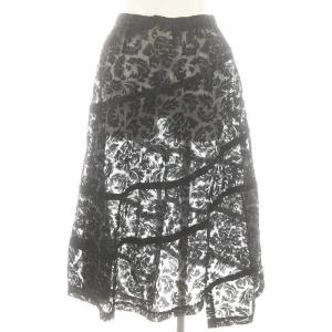 Tao AD2003 シアー フロッキープリント スカート フレア 黒
