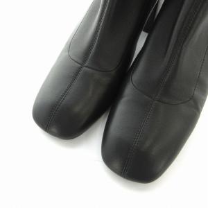 Odette e Odile ストレッチレザーショートブーツ ショート丈 スクエアトゥ 24.5 黒 ブラック /EA OF