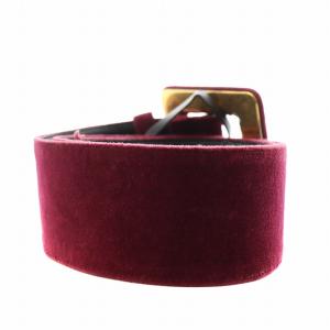 YVES SAINT LAURENT rive gauche ベルト ハトメ ベルベット レザー ボルドー 151352