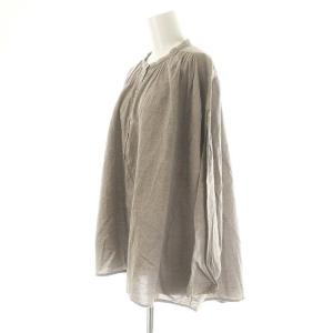ikkuna / suzuki takayuki ノーカラープルオーバーギャザーブラウス 長袖 1 グレージュ