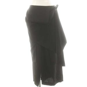 ダブルクロスドレープスカート ロング 38 ブラック /DO OS SH