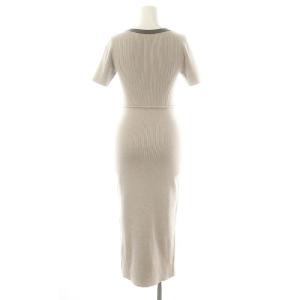 RESEXXY 24AW バイカラーフロントボタンワンピース ニット ロング 半袖 F ライトグレー チャコール /ES