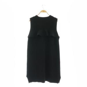 Chesty ファーニットベスト 前開き Vネック ロング 1 黒 ブラック