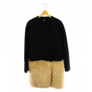 フェイクファー 切替 コート アウター ウール 36 黒 ブラック /KO OS