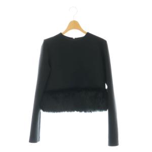 エコファー付きトップス ブラウス クロップド 長袖 38 ブラック /ES OS