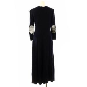 BORDERS at BALCONY JERSEY MAXI DRESS ワンピース ロング 長袖 36 ネイビー