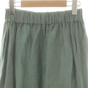 SACRA ラミーローン ダブルギャザー ティアードスカート ロング リネン 36 スモークグリーン /ES OS