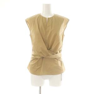 ノースリーブ ブラウス キーネック 36 ベージュ