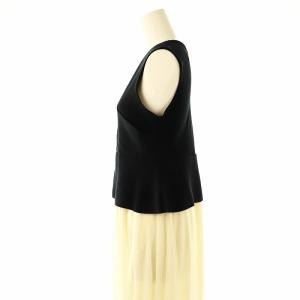 CELFORD ニット×チュールコンビワンピース ロング 36 ブラック ホワイト /DF OS