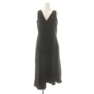 CRUNCH WASH TADAYON リネン ワンピース Vネック 0 黒 /MI OS