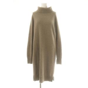 タートルネックニットワンピース 長袖 ひざ丈 ウール混 38 ベージュ /KO OS