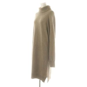 49AV. junko shimada タートルネックニットワンピース 長袖 ひざ丈 ウール混 38 ベージュ /KO OS