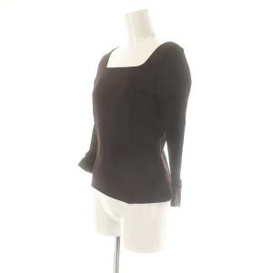 René スクエアネック 袖リボン ニット カットソー 36 ダークブラウン /MI OS