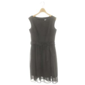 リボン ノースリーブ ワンピース ひざ丈 36 チャコール /DF OS