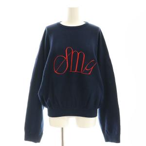 22AW ダブルフェイスヴィンテージロゴプルオーバー スウェット ニット セーター 長袖 刺繍 F 紺