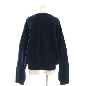 eimy istoire 22AW ダブルフェイスヴィンテージロゴプルオーバー スウェット ニット セーター 長袖 刺繍 F 紺