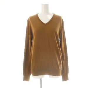 コットンVネックニット カットソー 長袖 2 茶 /NR OS