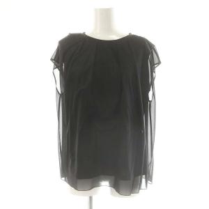 24SS チュールドッキングプルオーバー ブラウス フレンチスリーブ M 黒 ブラック /AT OS