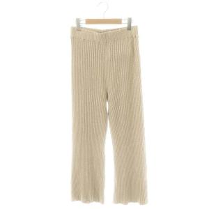 シルクネップパンツ ニット フレア イージー 36 ライトベージュ /DO OS