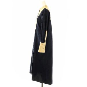 ADORE コットンシャツワンピース ロング 長袖 ストライプ 36 ベージュ ダークネイビー